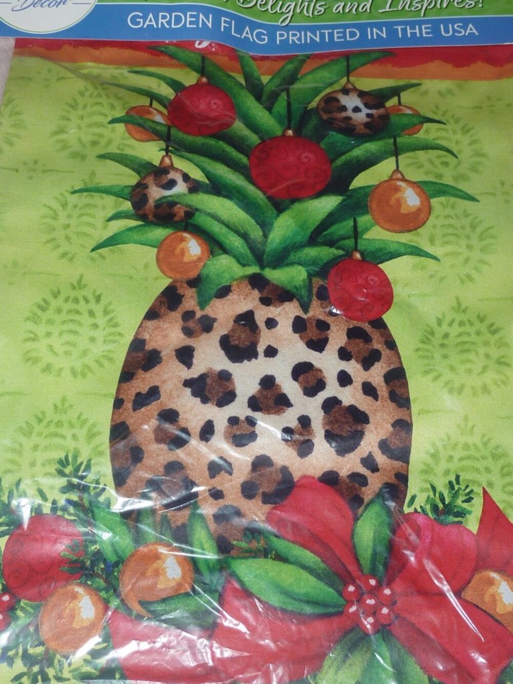 NWT CDI Custom Decor Pineapple Christmas Double Sided Garden Flag
